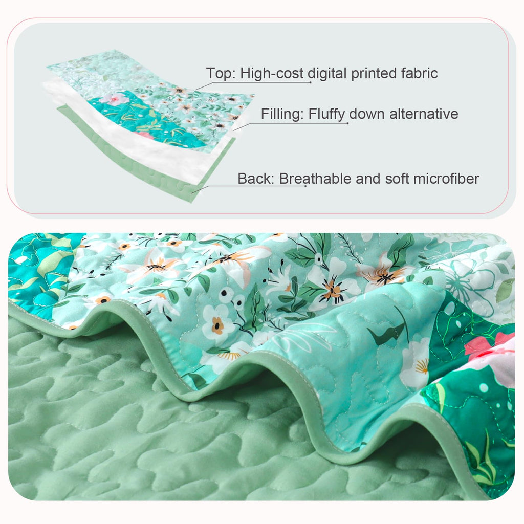 Reversible Patchwork Quilts Full Size, Lightweight Boho Printed Bedspreads Coverlets Quilt Bedding Set with 2 Pillow Shams