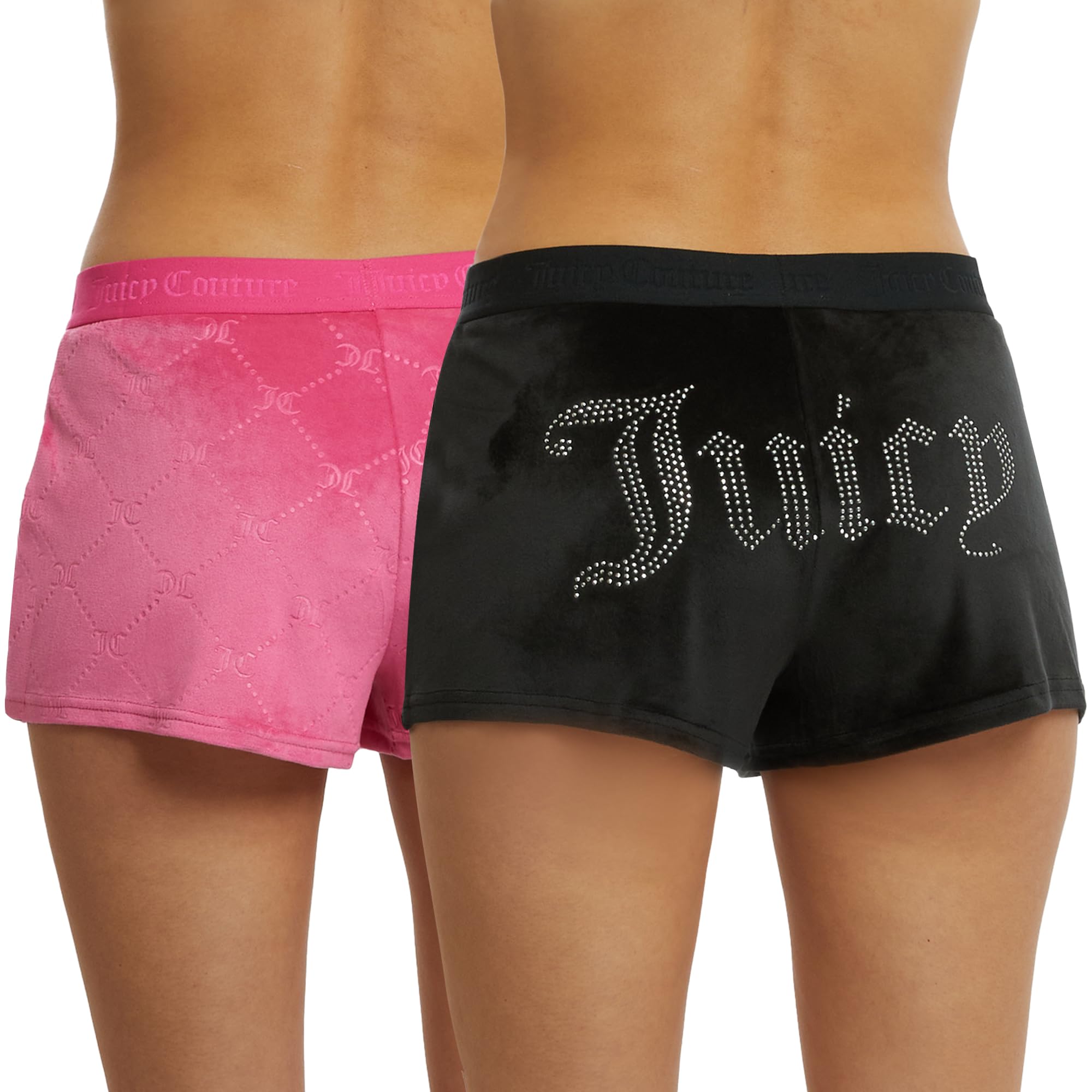 Juicy Couture Velvet Fleece Shorts 2 Piece Designer Pajama Set for Women, 2-Pack Sleep and Lounge Shorts