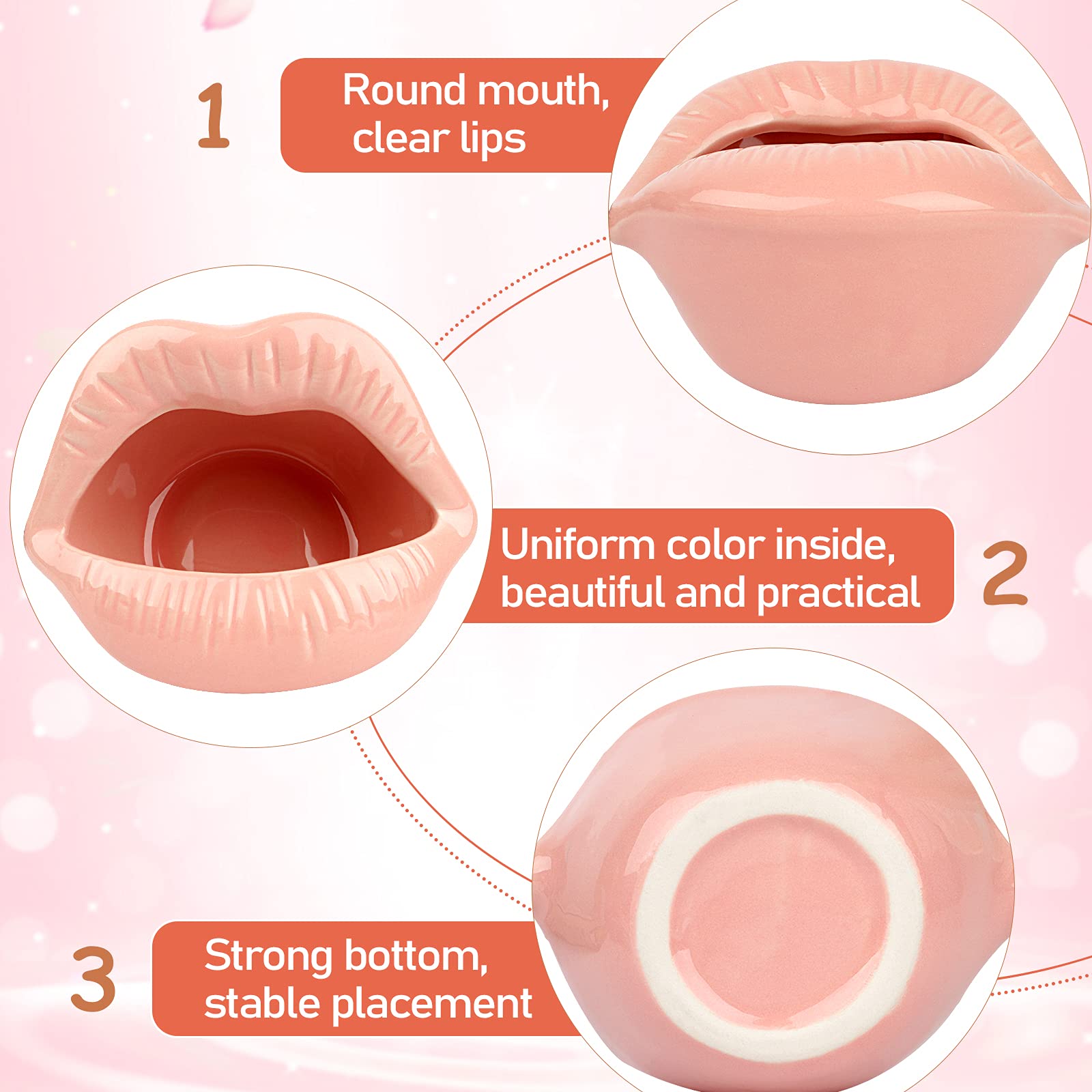 Ceramic Lips Lipstick Ring Holder Jewelry Tray Rack Decorative Cosmetic Storage Display Holder Desktop