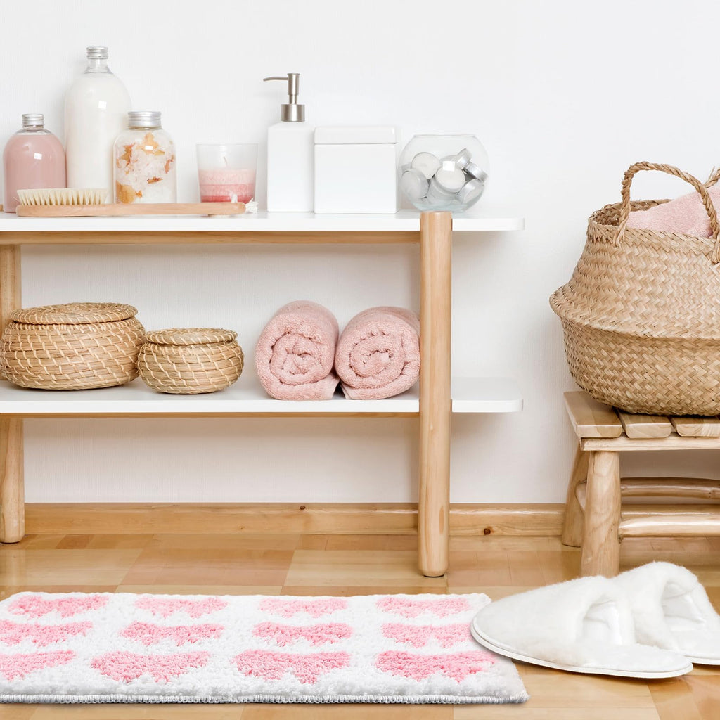 Pink Bow Rug Non Slip Coquette Bathroom Mat Cute Bow Rug 3D Stereoscopic Bow Bath Mat Aesthetic Bath Mat