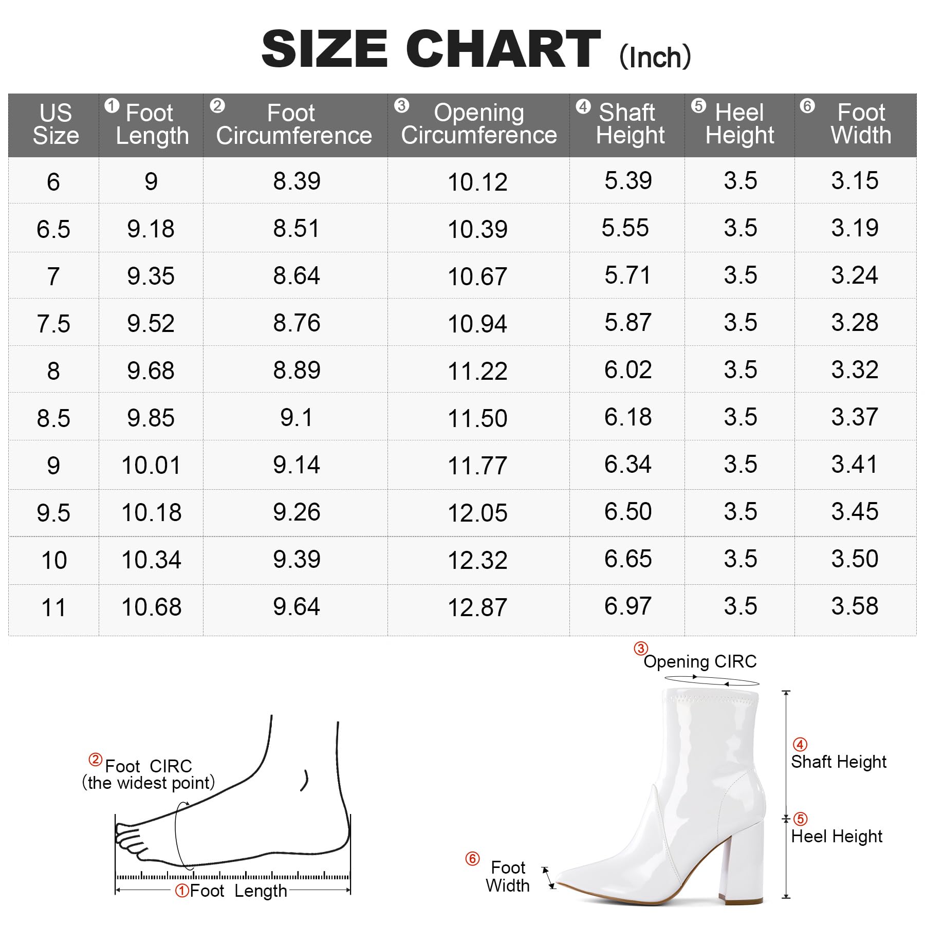 Women's GoGo Boots Mid Calf Block Heel Ankle Boots Pointed Toe Patent Leather Side Zipper Booties