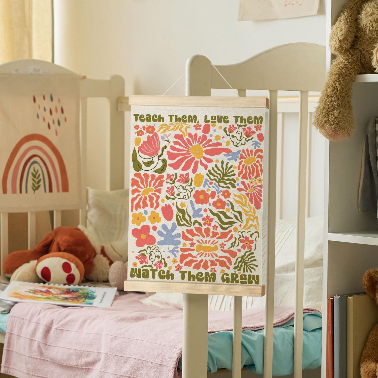 Coquette Teacher Wall Decor - Preppy Teacher Wall Art with Wooden Poster Hanger, for Office & Classroom, 12x16 Inch