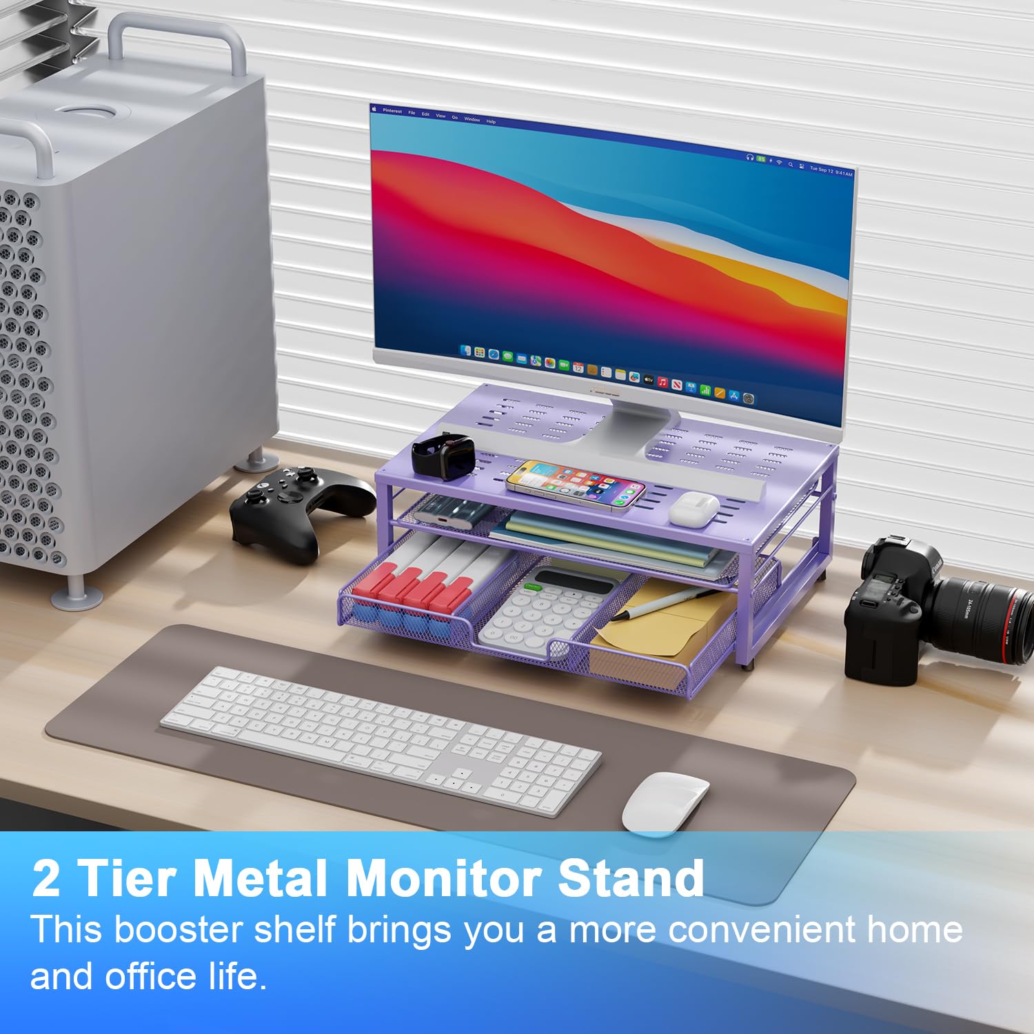 Computer Monitor Stand Riser, Desk Organizers and Accessories with Drawer