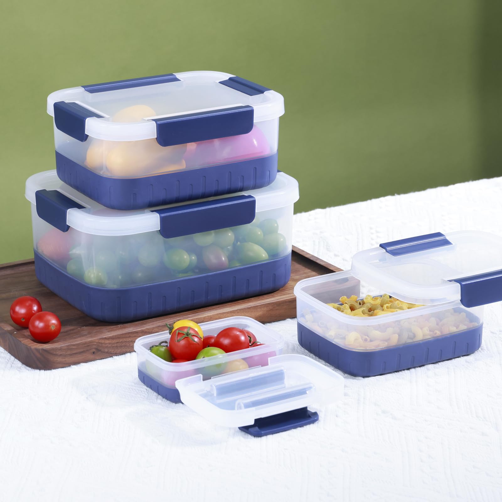 Plastic Food Storage Containers with Leakproof Locking Lids, Stackable Airtight Storage Containers BPA-Free & Freezer Safe, Non-slip Base, Set of 4 Pieces