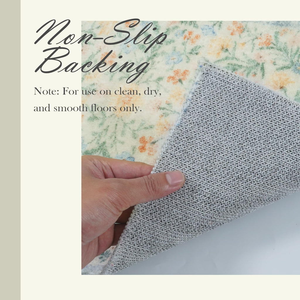 New Boho Floral Bath Rugs, Non Slip Washable Bathroom Rugs Fit Under Door, Ultra Soft and Absorbent Bath Mat