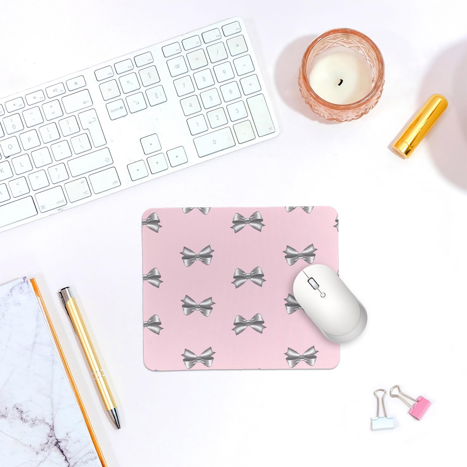 Coquette Bow Mouse Pad, Trendy Mouse Pad, Preppy Cute Mouse Pad for Desk Home Office & Gaming, 9.5x7.9 inches
