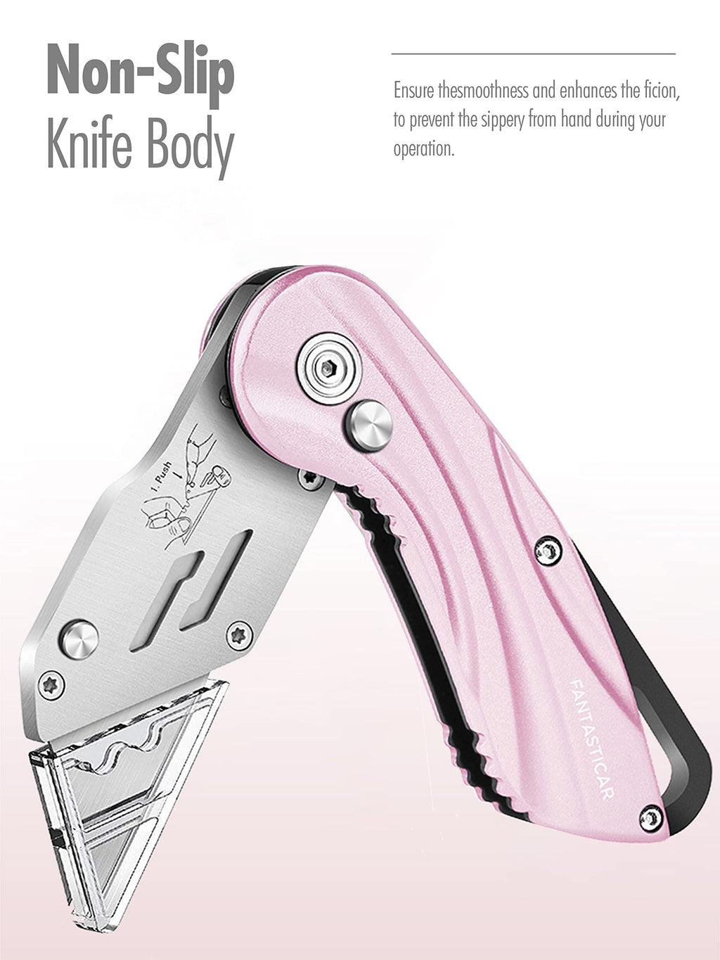 Folding Utility Knife, Cute Metal Box Cutter with Extra 5 Sharp Blades, Quick Blade Change, and Preminium Gift Packaging, for Cardboard Opener, Paper Cutter