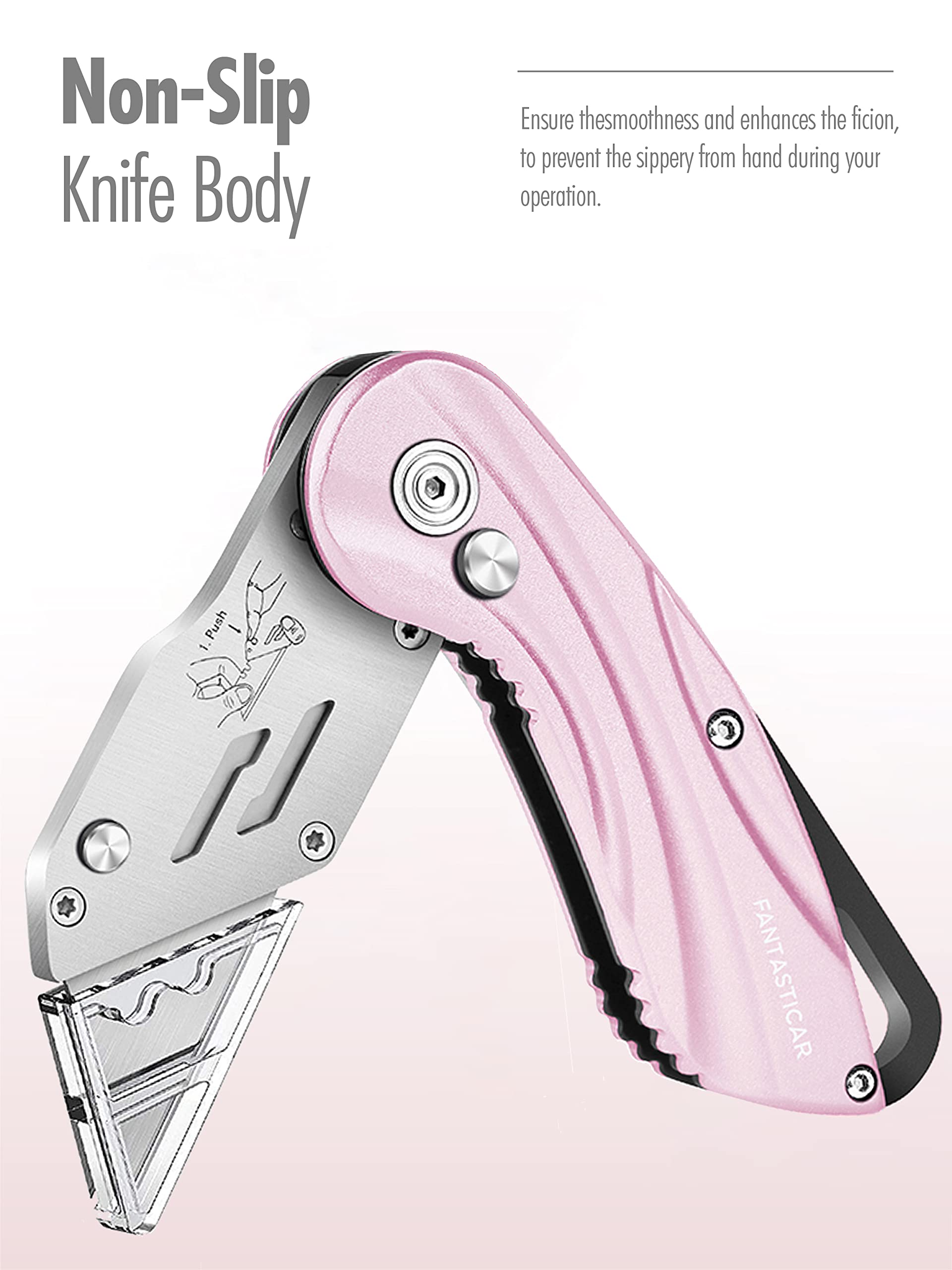 Folding Utility Knife, Cute Metal Box Cutter with Extra 5 Sharp Blades, Quick Blade Change, and Preminium Gift Packaging, for Cardboard Opener, Paper Cutter