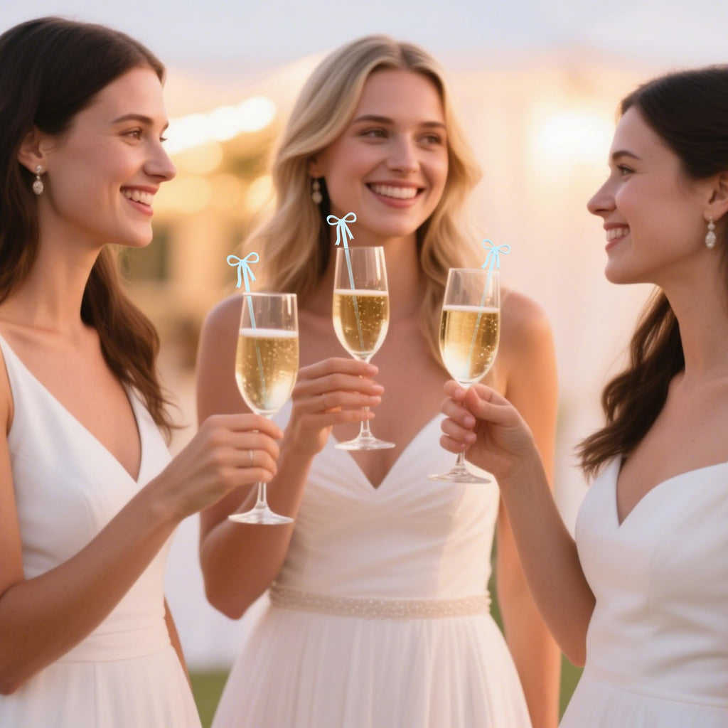 Coquette 20 pcs Bow Drink Stirrers, Acrylic Drink Stirs for Bow Themed Party Decoration