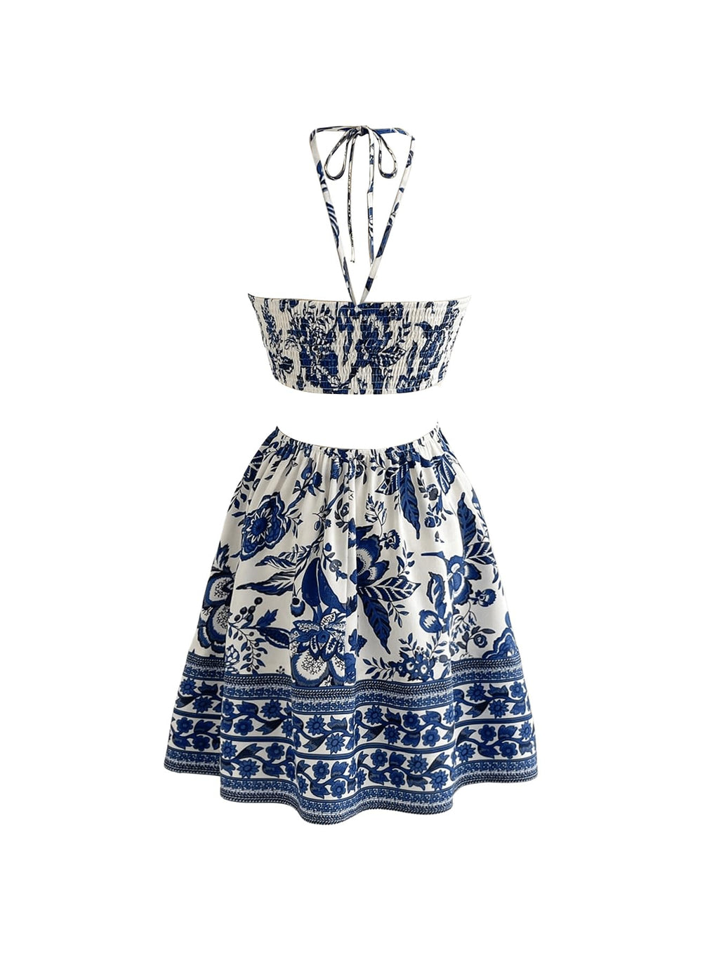 Women's Floral Halter Neck Vacation Dress Sleeveless Cut Out Boho Cami Dress