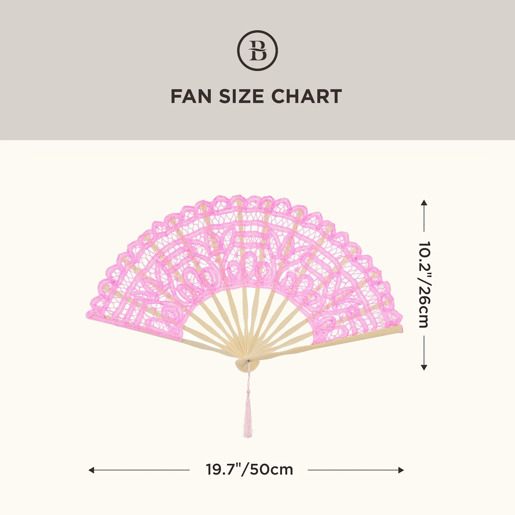 Cotton Lace Folding Handheld Fan Embroidered Hand Fan with Bamboo Staves