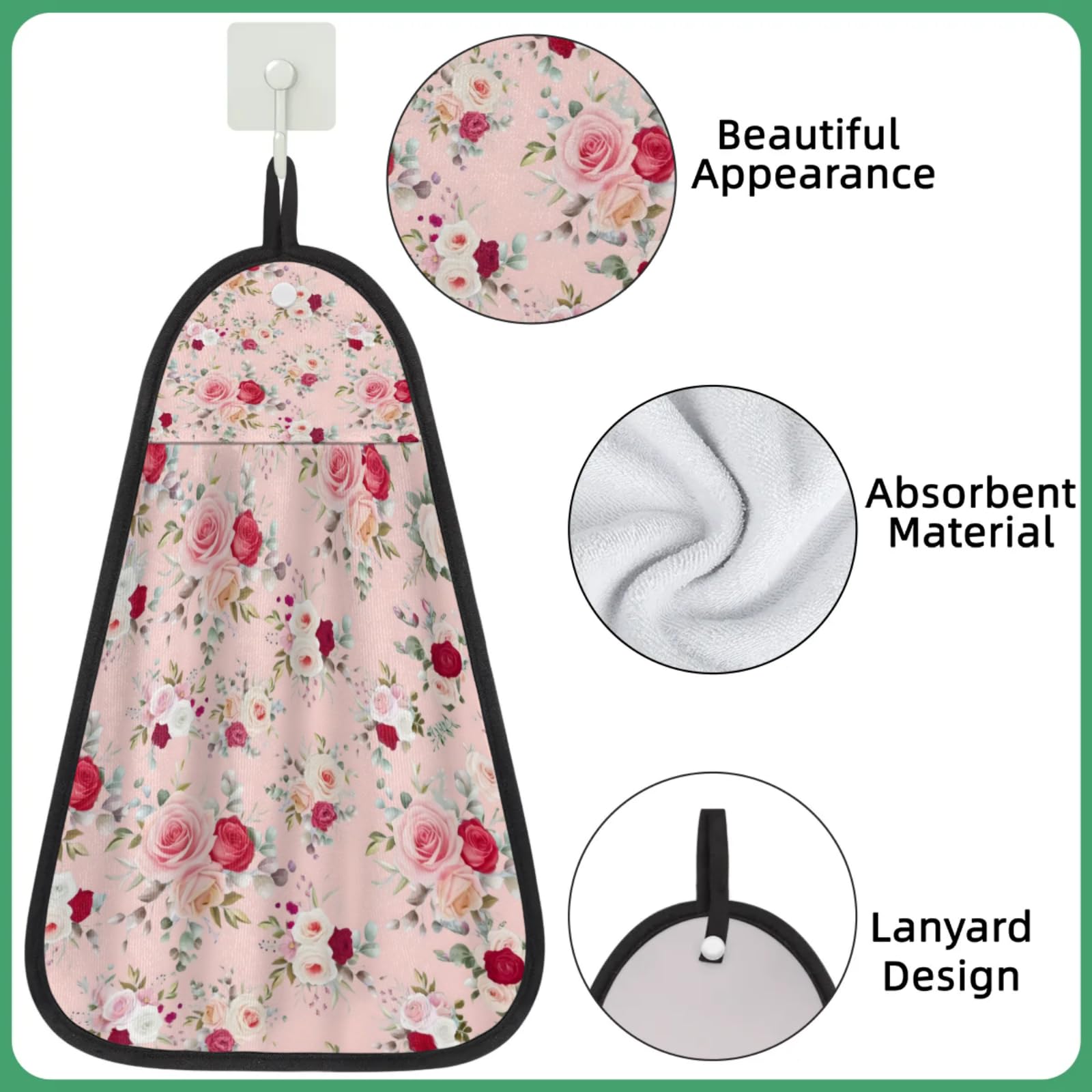 Hand Towels for Bathroom Quick Absorbent Hand Towel with Hanging Loop Washcloths for Kitchen Laundry Decor