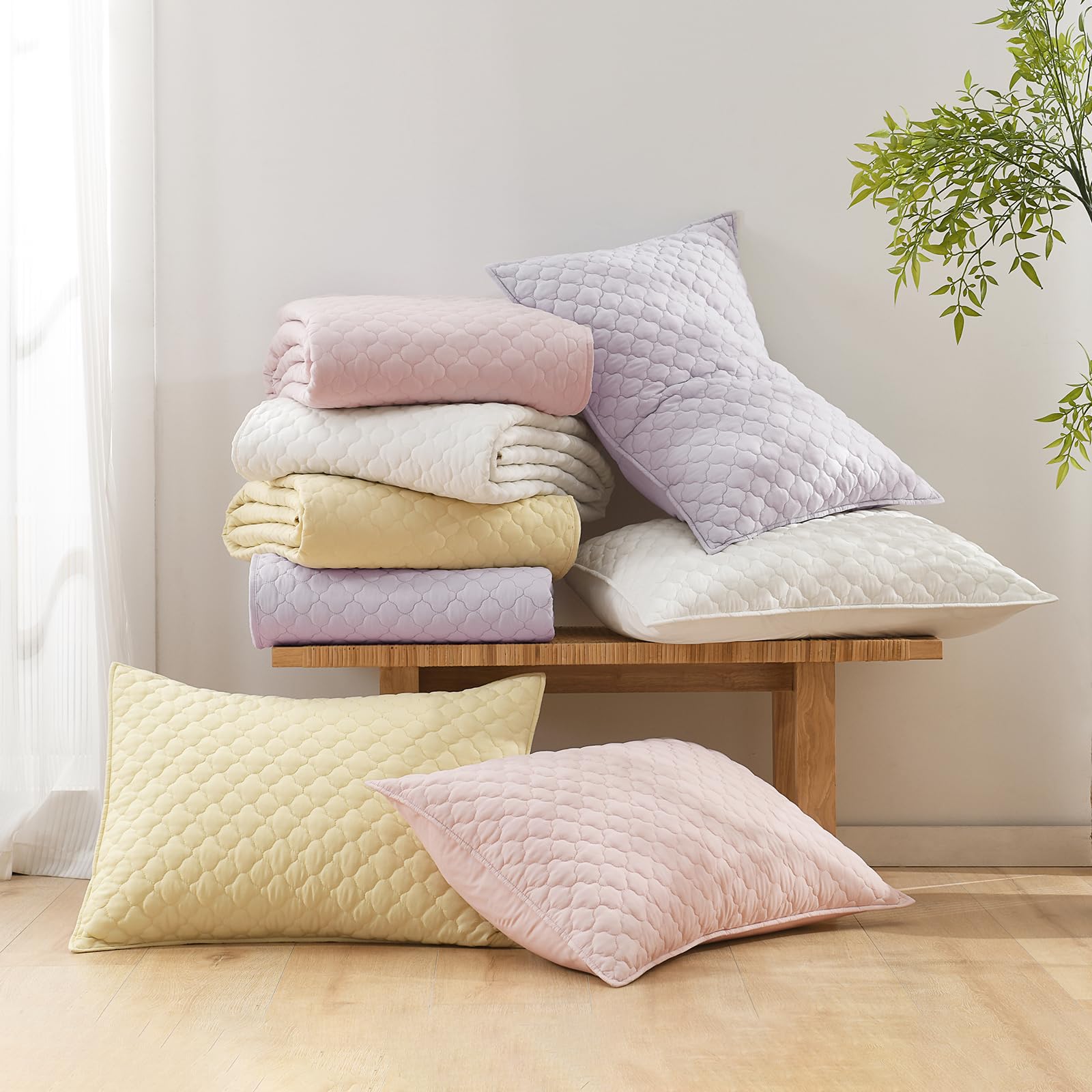 Quilt Size Lightweight Quilt for Summer Ultra-Soft Microfiber Modern Style Quilted Clouds Pattern Bedspread Quit Set 3 Pieces(1 Quilt and 2 Pillow Shams)