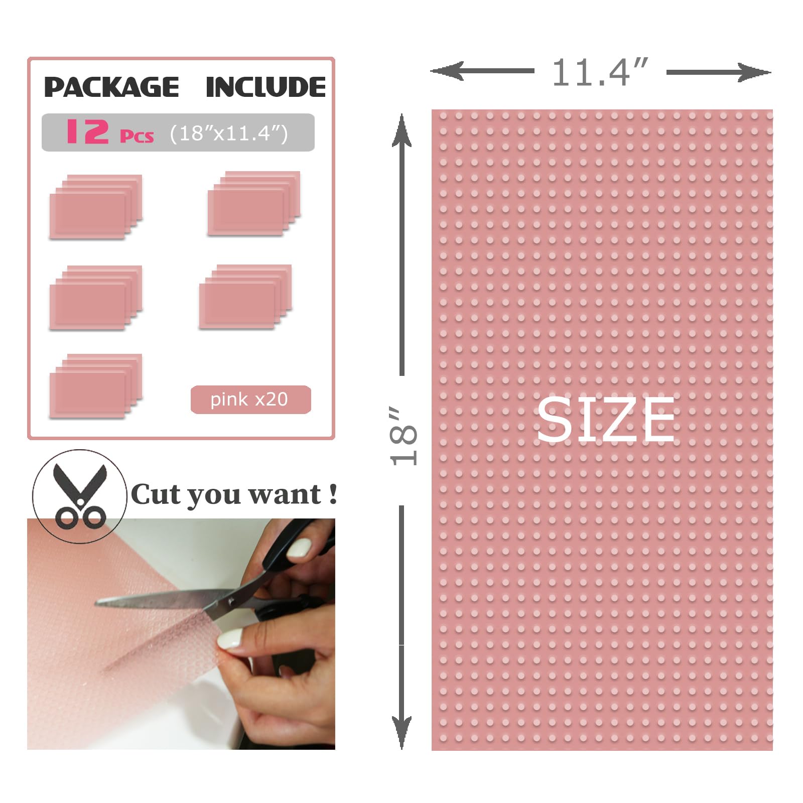 Washable Fridge Liner Mats Covers Pads for Glass Shelf Cupboard Cabinet Drawer Home Kitchen Accessories Organization, 12Pcs Refrigerator Liners