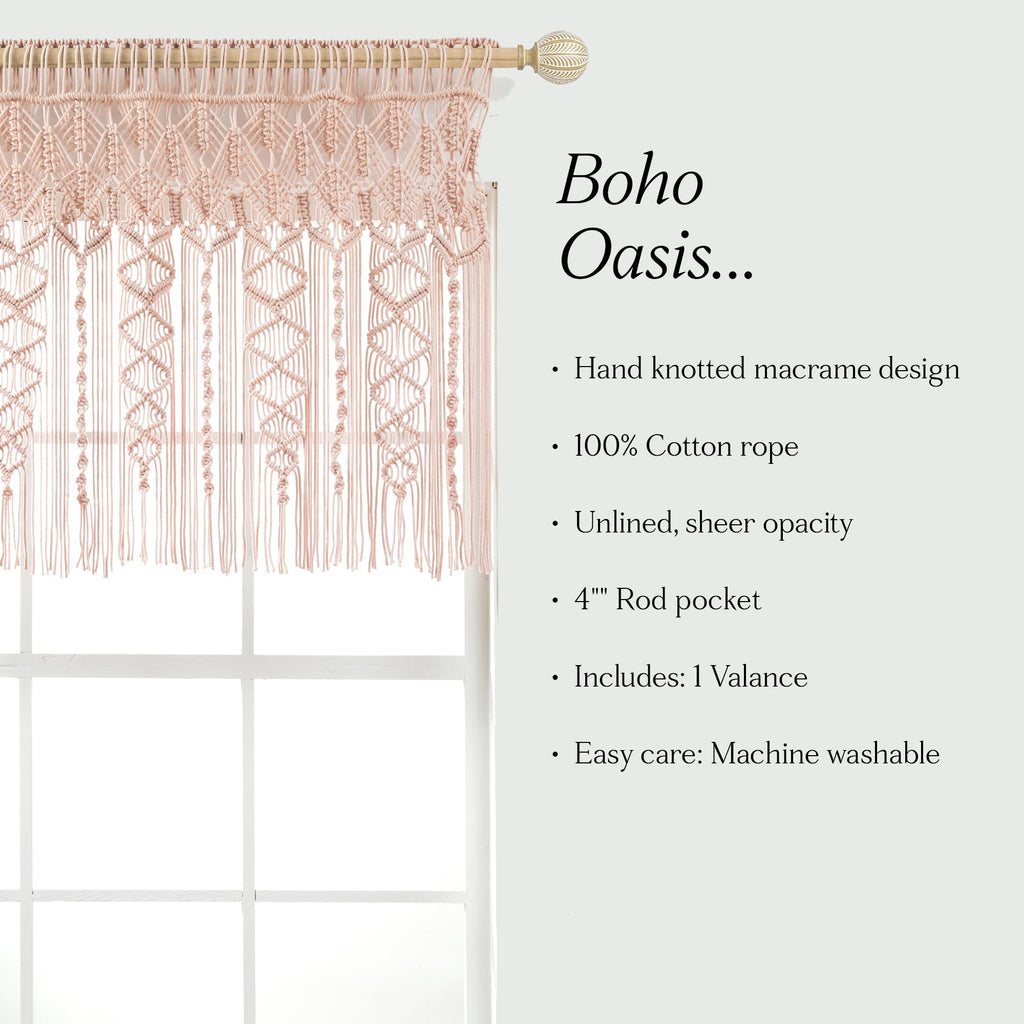 Lush Decor Boho Macrame Textured Cotton Valance Curtain