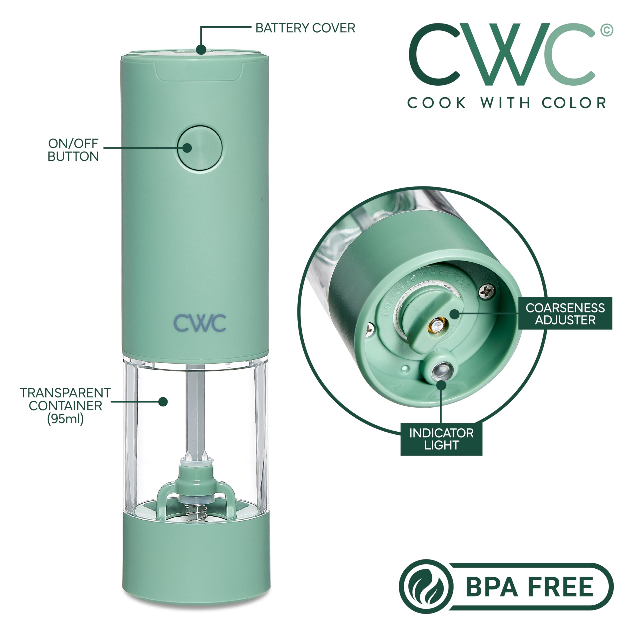 Electric Pepper & Salt Shaker Set of 2 Grinders