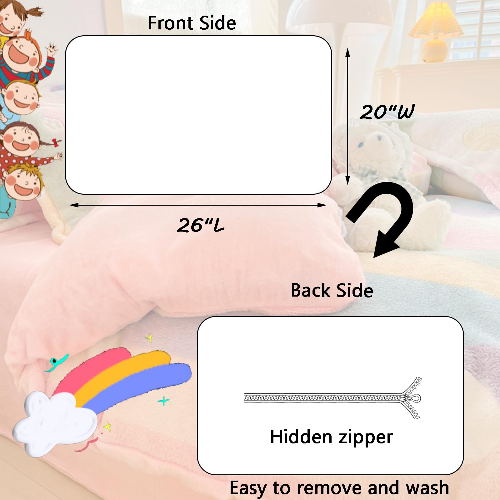 Kawaii Decorative Pillows Covers Pink, 2 Packs Plush Pillow Cases Standard Size, Soft Furry Throw Pillowcase Cushion Shams with Zipper Closure Girls Room Decor