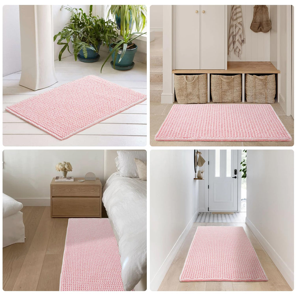 Waffle Bath Mat Non Slip Washable Quick Dry Cute Bath Mat