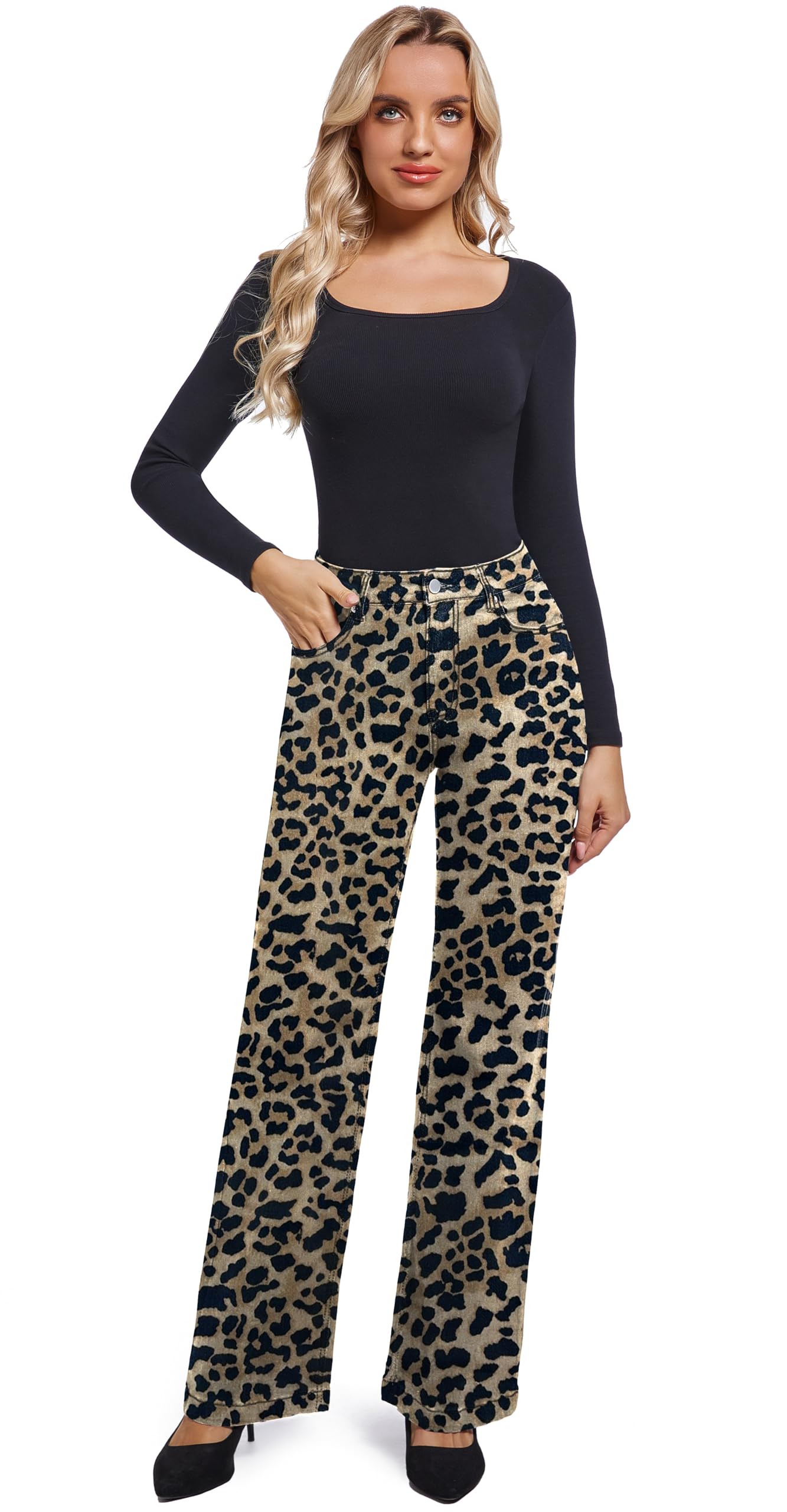 Women's Jeans Straight Leg Casual High Waisted Stretch