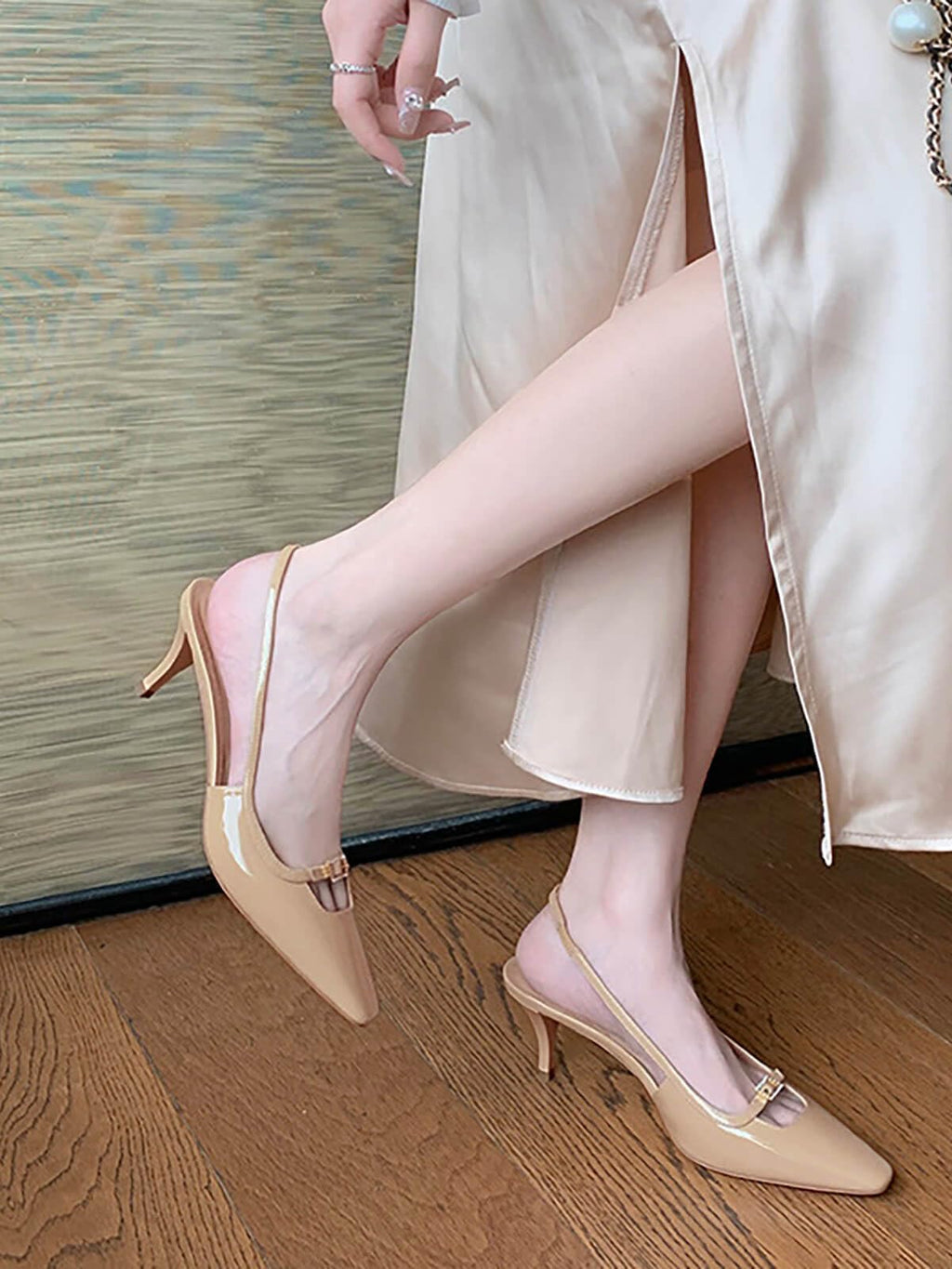 Womens Kitten Heels Slingback Dress Shoes Buckle Office Work Pumps Shoes