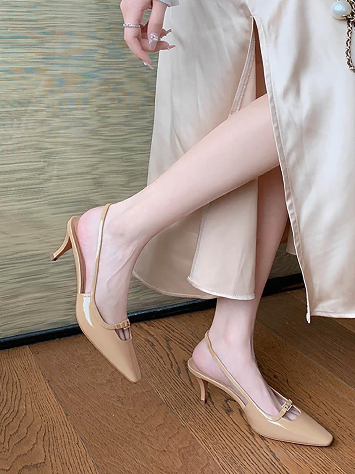 Womens Kitten Heels Slingback Dress Shoes Buckle Office Work Pumps Shoes