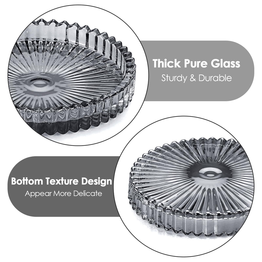 Modern Clear Coaster Set of 8- Glass Coasters for Drinks Crystal Coasters Round Cup Coasters