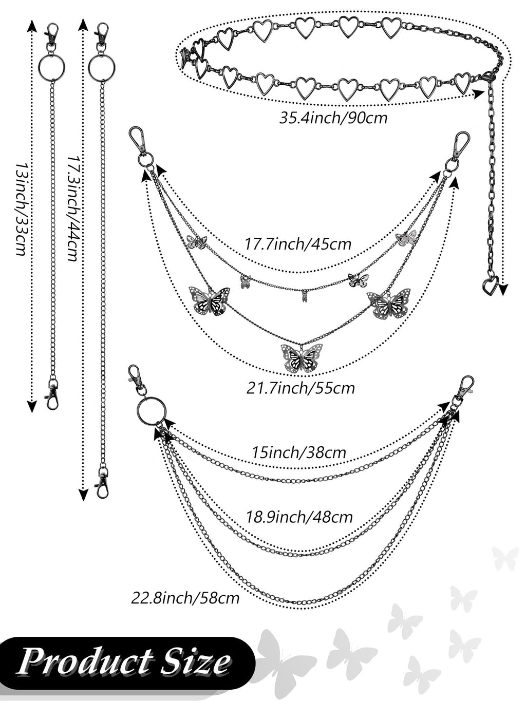 Multi-Layer Chain Belt â€?5-Piece Hip Hop Metal Wallet Chains for Jeans & Pants
