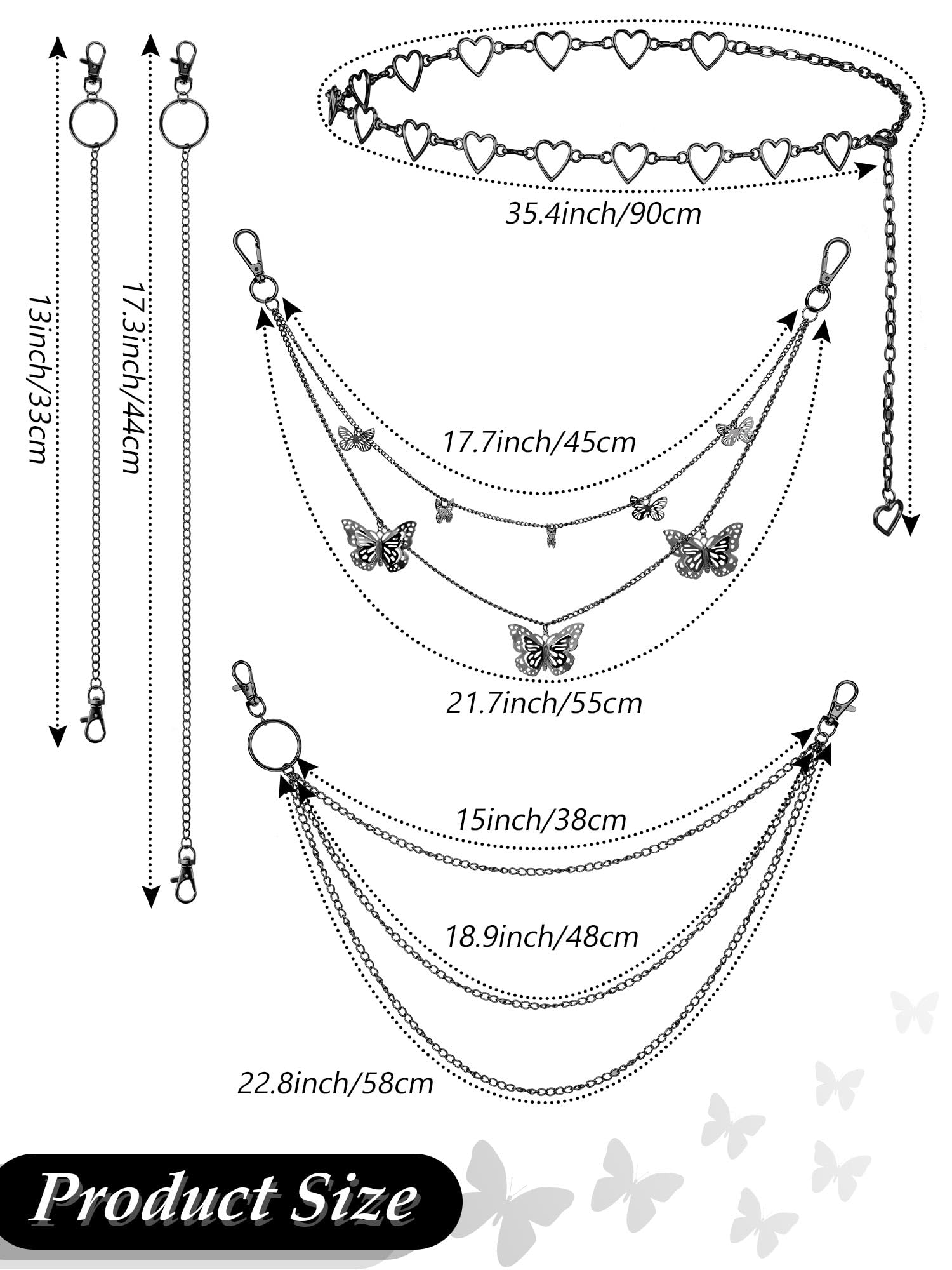Multi-Layer Chain Belt â€?5-Piece Hip Hop Metal Wallet Chains for Jeans & Pants
