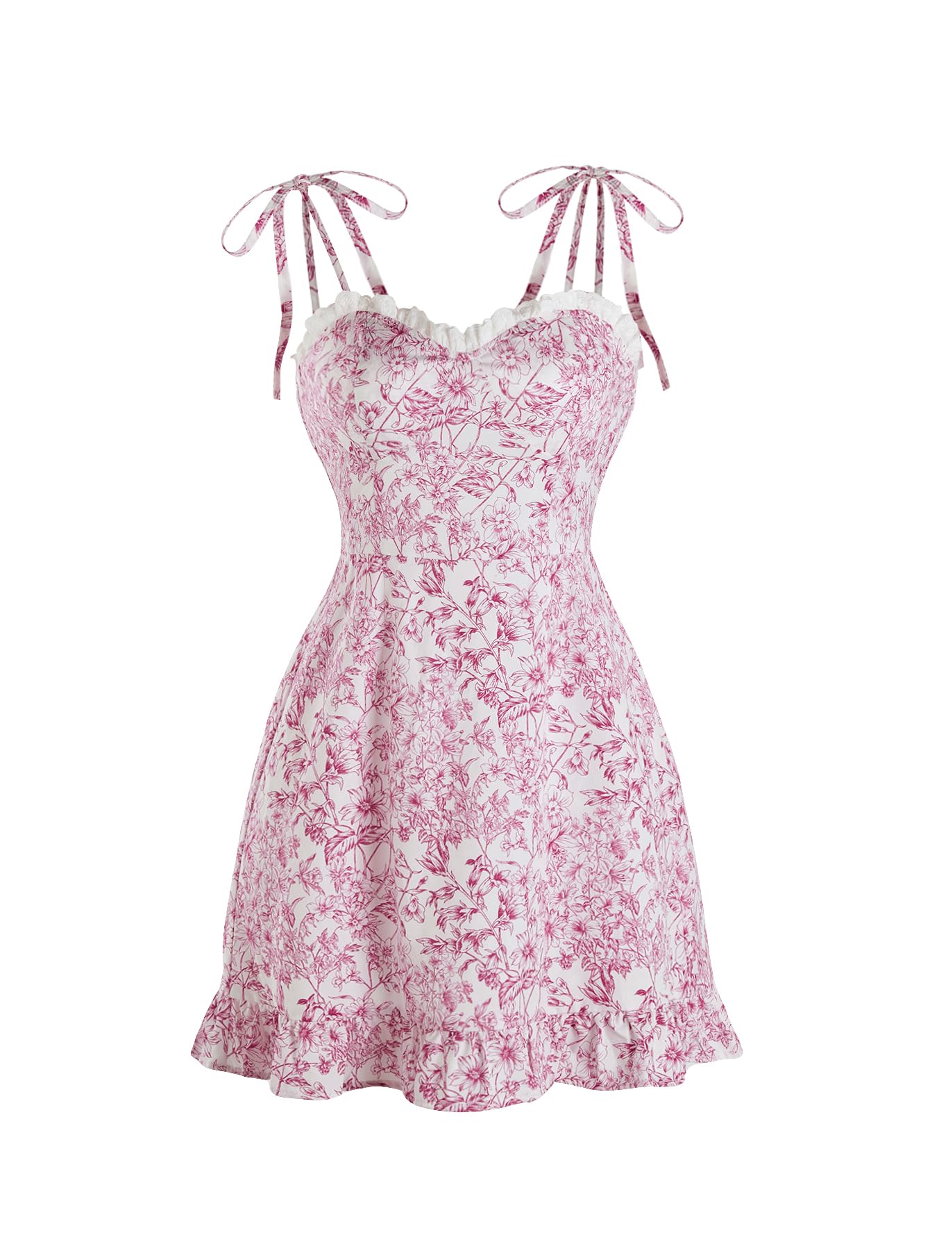 Women's Gingham Print tie Shoulder Sleeveless Ruffle Hem Cami Dress