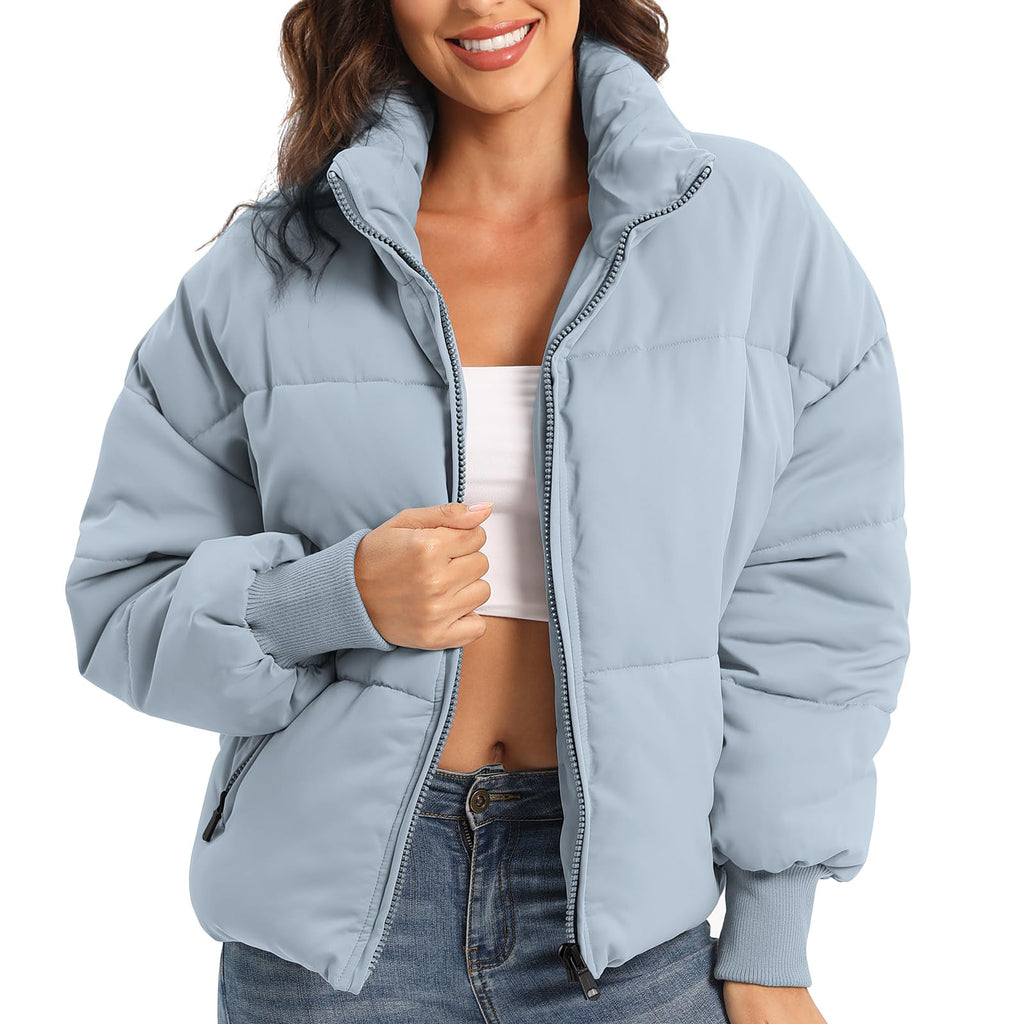 Women's Winter Baggy Zip Puffer jackets Short Down Jacket Coat