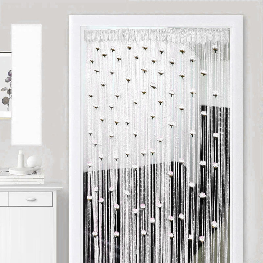 New Beaded String Curtain with Roses - 100 x 200cm Fly Screens for Doors, Tassel Fringe