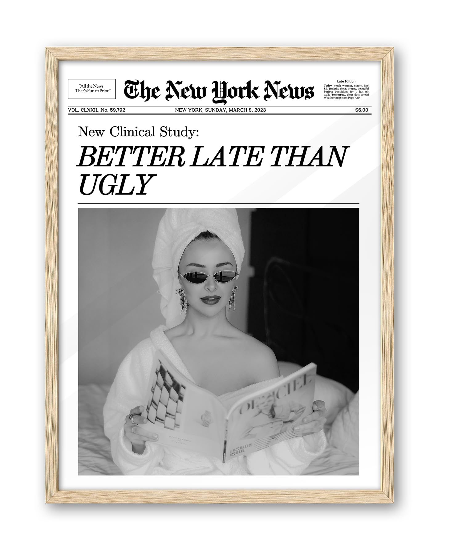 Trendy Retro Newspaper Headline Framed Wall Art, Poster Vintage Canvas Print