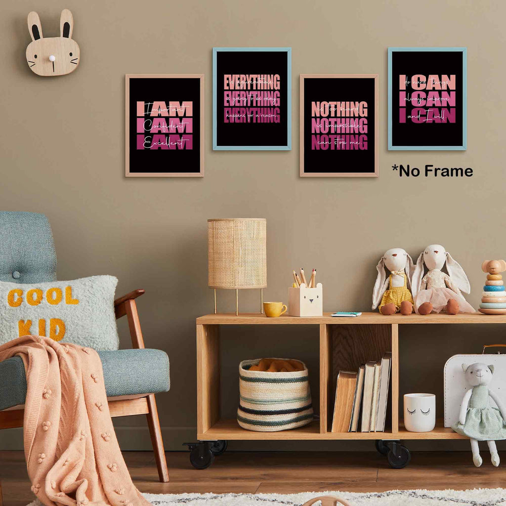 Set of 4 Inspirational Posters â€?Motivational Wall Art for Teen Girls & Women (8x10)