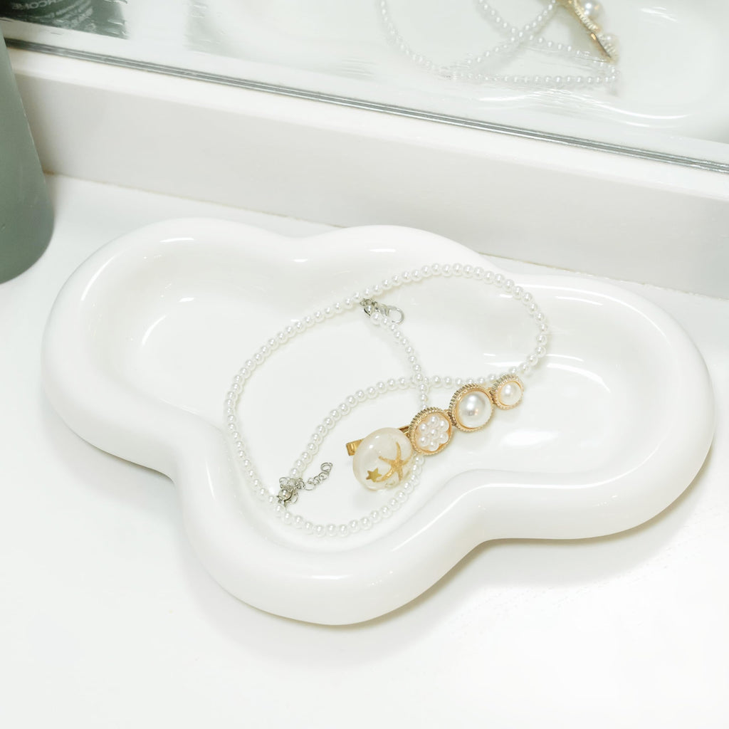 Cloud Trinket Dish, Chubby Jewelry Tray, Ceramic Jewelry Ring Trinket Dish for Rings Earrings Necklace Organizer