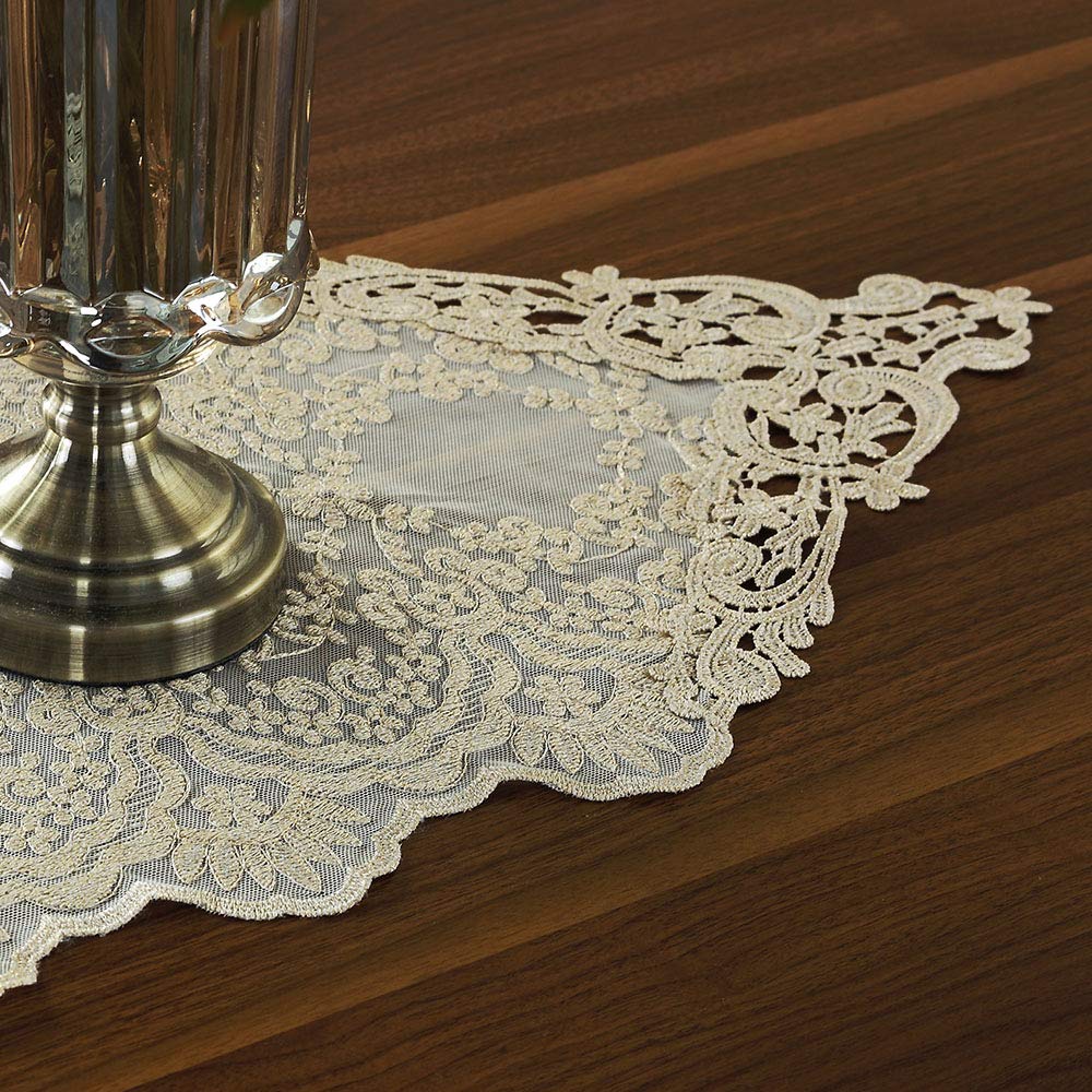 Rectangle Table Runner Lace Macrame Embroidered Table Runners with Exquisite Vintage Shabby Chic
