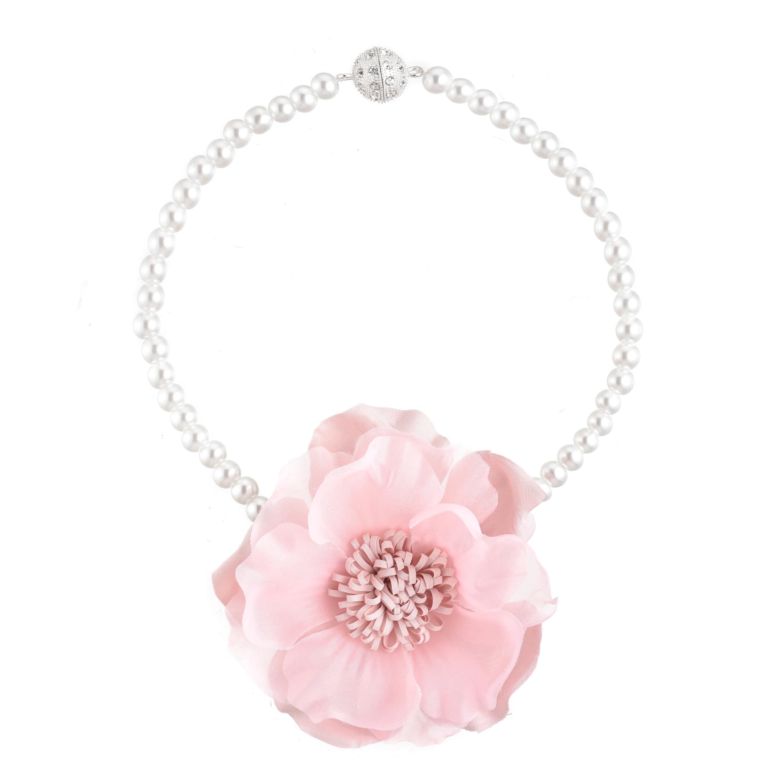 Elegant Pearl Magnetic Curtain Tieback with Handmade Flower Decorative Drapery Holdbacks Rope Holder