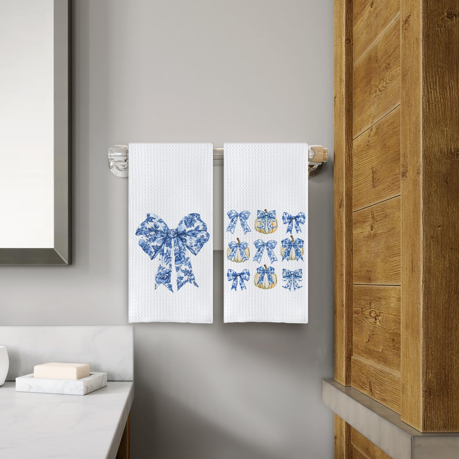 Lace Bow Dish Towels,Tea Towel, Bathroom Decor 16 X 24 Set of 2