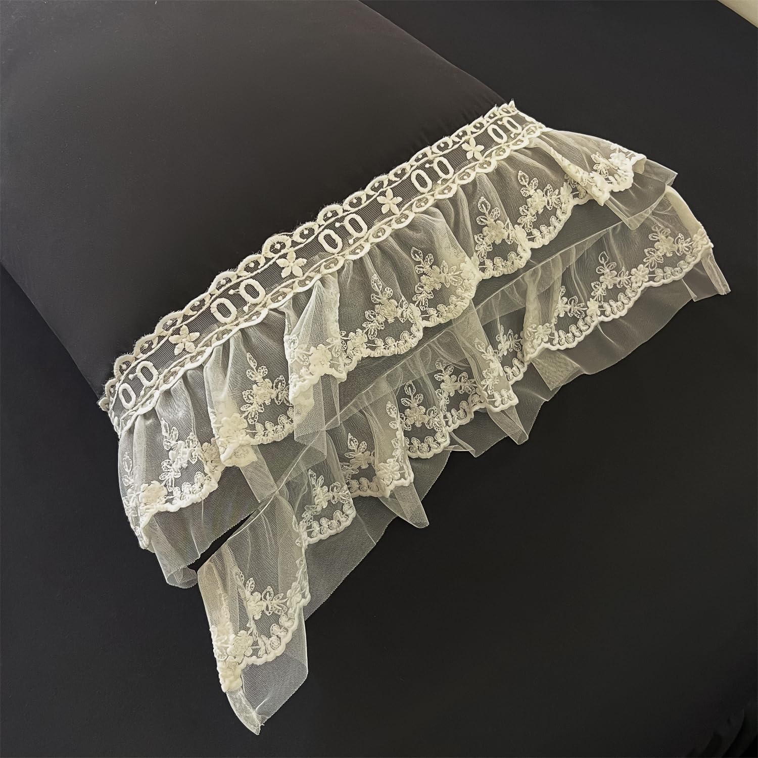 Chic Ruffle Lace Polyester Duvet Cover Set -Bedding-2 Piece Duvet Cover with Zipper Closure -Ultra Soft and Light Weight