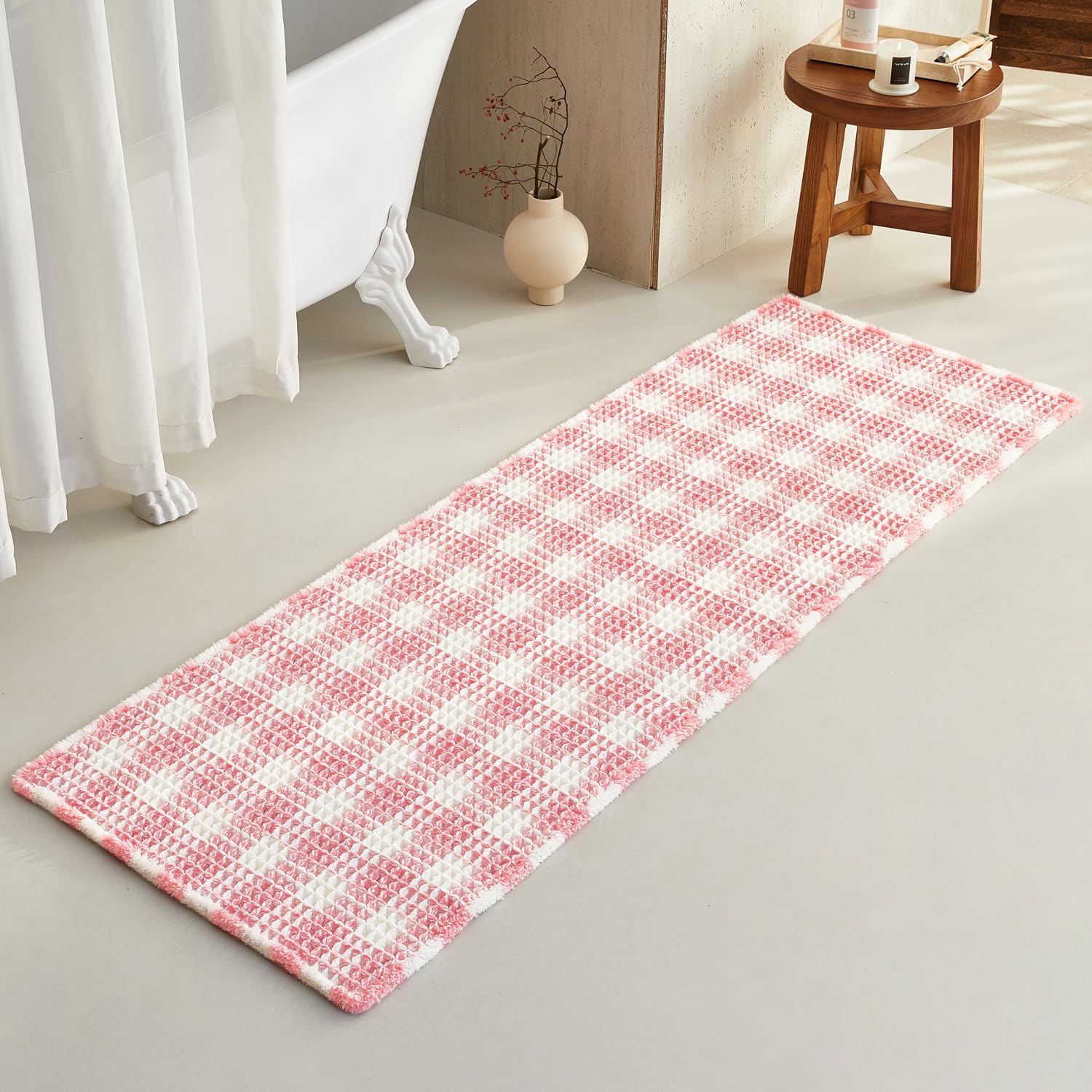 Waffle Bath Mat Non Slip Washable Quick Dry Cute Bath Mat