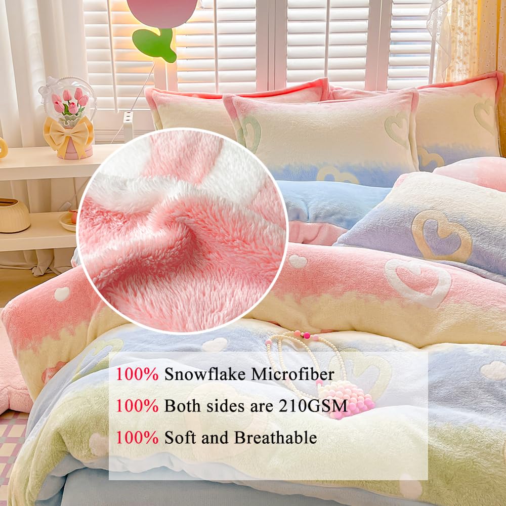 Kawaii Twin Duvet Cover Set â€?Soft Reversible Bedding with Fluffy Comforter Cover