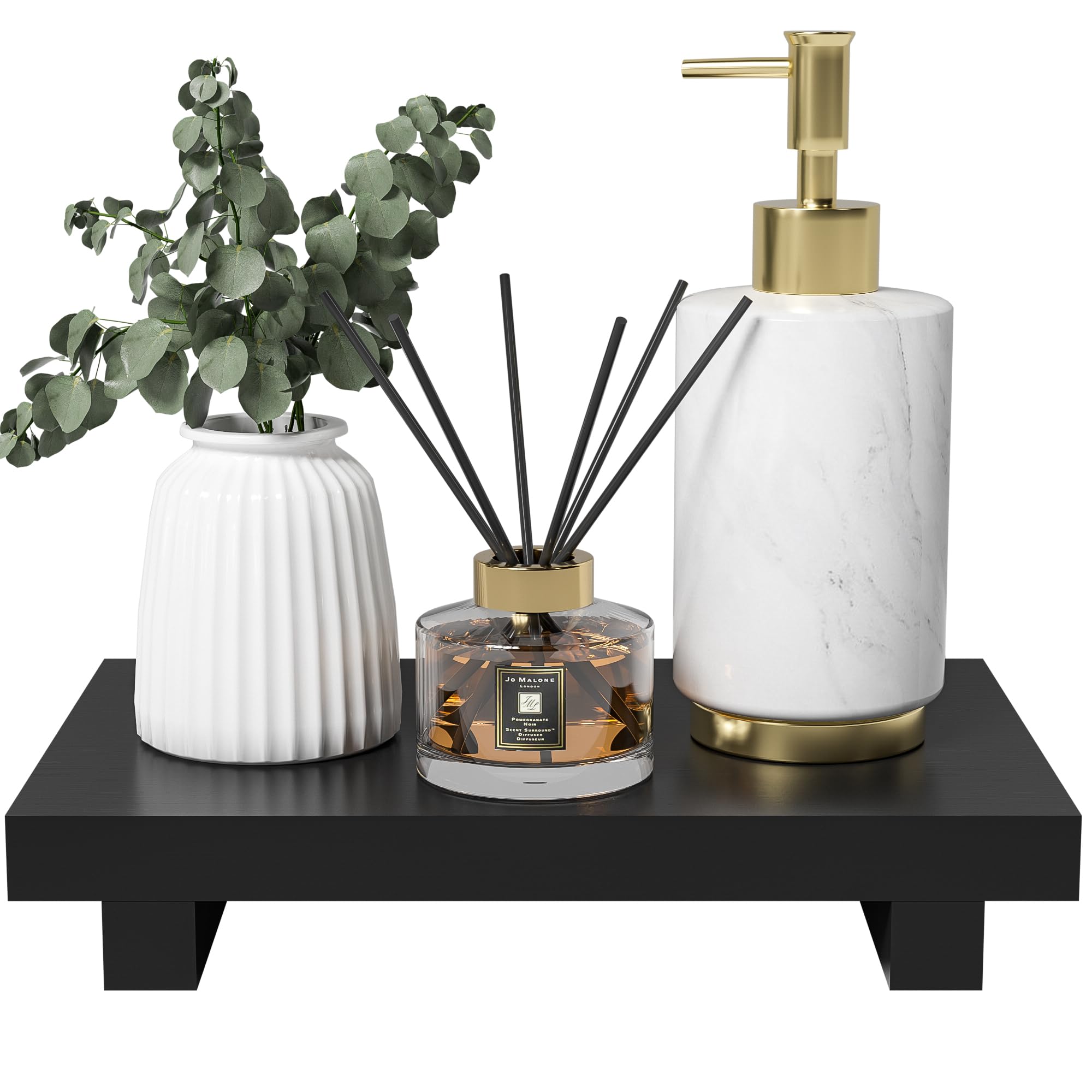 Tray Decor Bamboo Pedestal Stand Risers for Display Decorative, Sink Tray for Kitchen Decor and Accessories, Soap Dish Holder Kitchen Counter Tray 8.7" x 3.5" x 1.6"