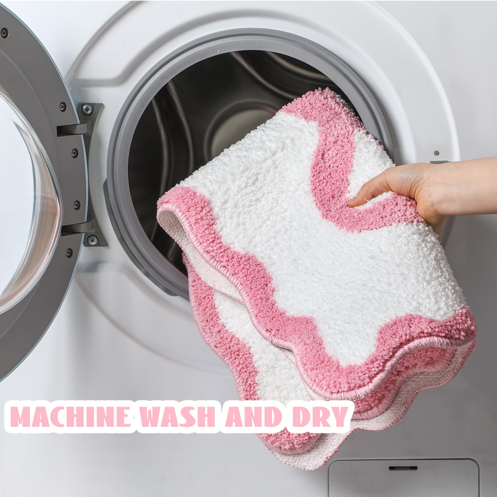 Scalloped Bow Bathroom Mat Non Slip Coquette Bow Rug Cute Aesthetic Scallop Carpet Preppy Room Decor Microfiber Absorbent Bath Rug for Bathroom Bathtub Shower Bedroom(Black,16" X 24")