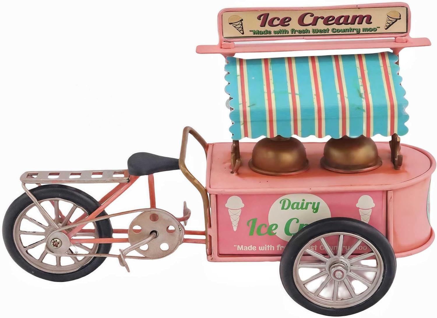 Pink Miniature Ice-Cream Tricycle Bike Model Ice Cream Cart Handmade Retro Home Decoration