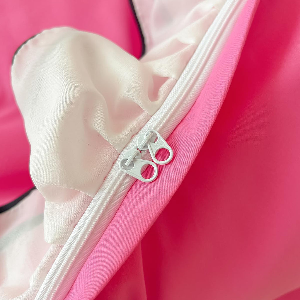 Duvet Cover Ruffle Beddding Set with Bowtie - 3 Pieces Comforter Cover Set with Zipper Closure & Pillowcase - Comforter Not Included