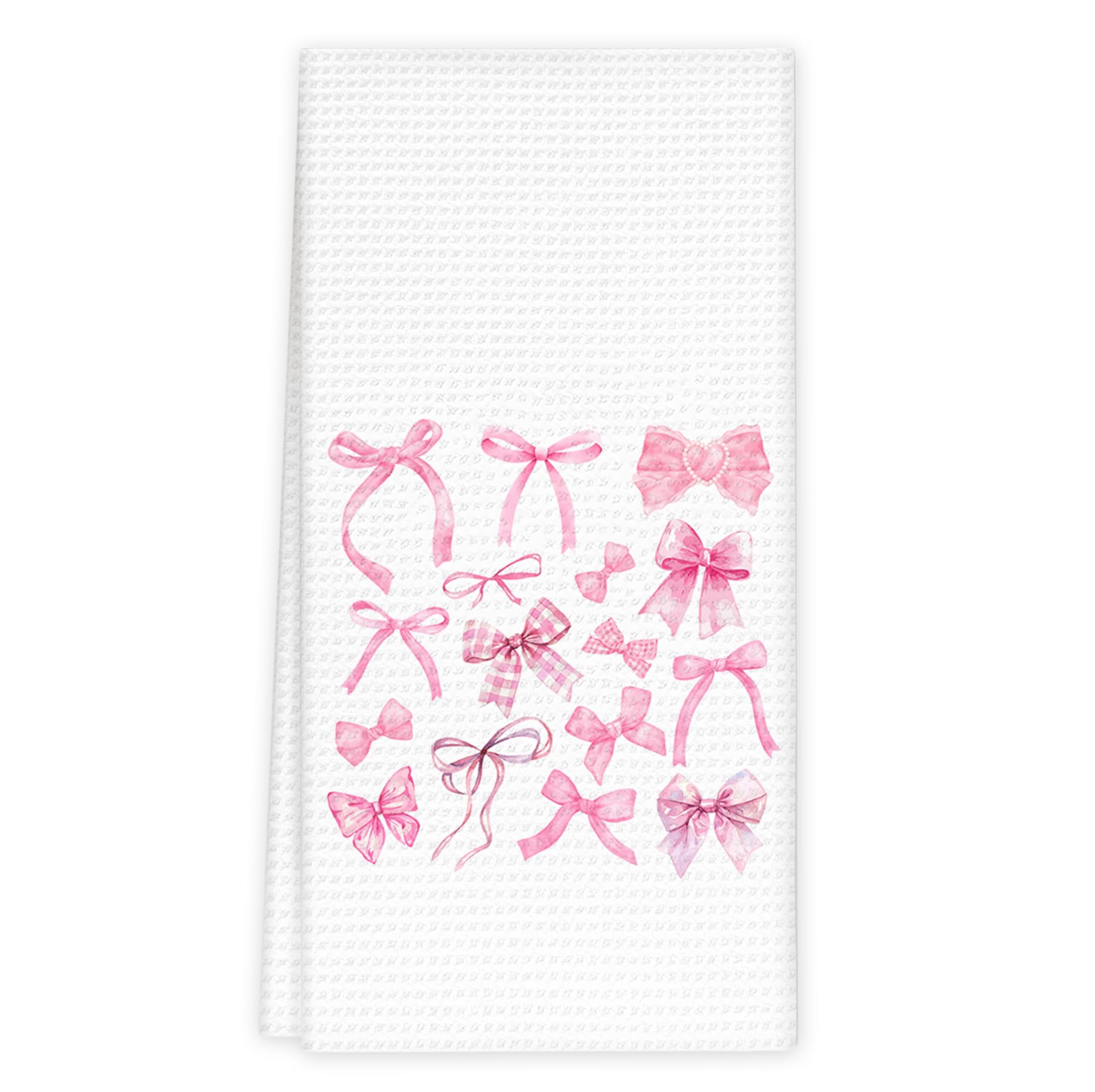 Girly Pink Bow Coquette Preppy Towel, 16x24 Inch