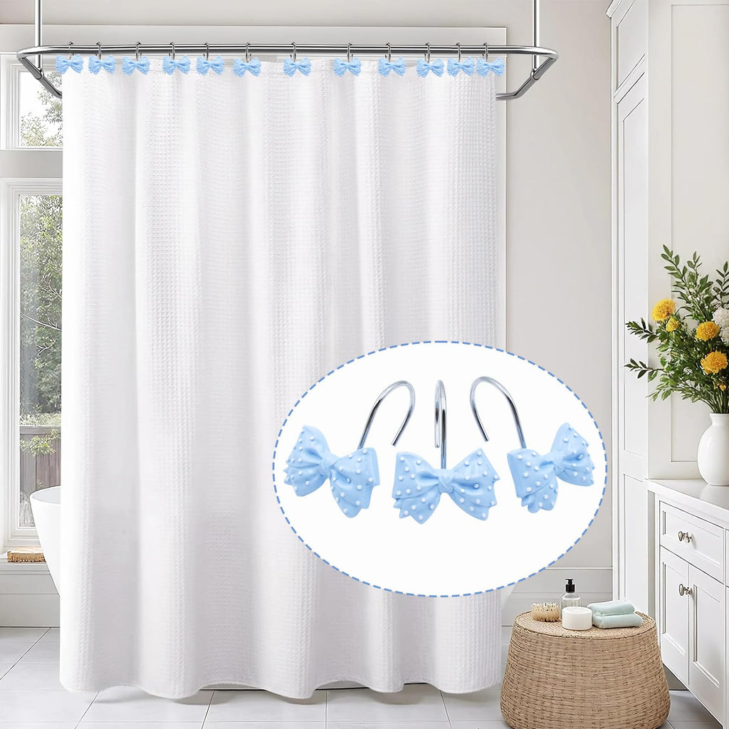 Decorative l Cute Bow Knot Polka Dots Shower Curtain Rings Decor Resin 12 Pcs