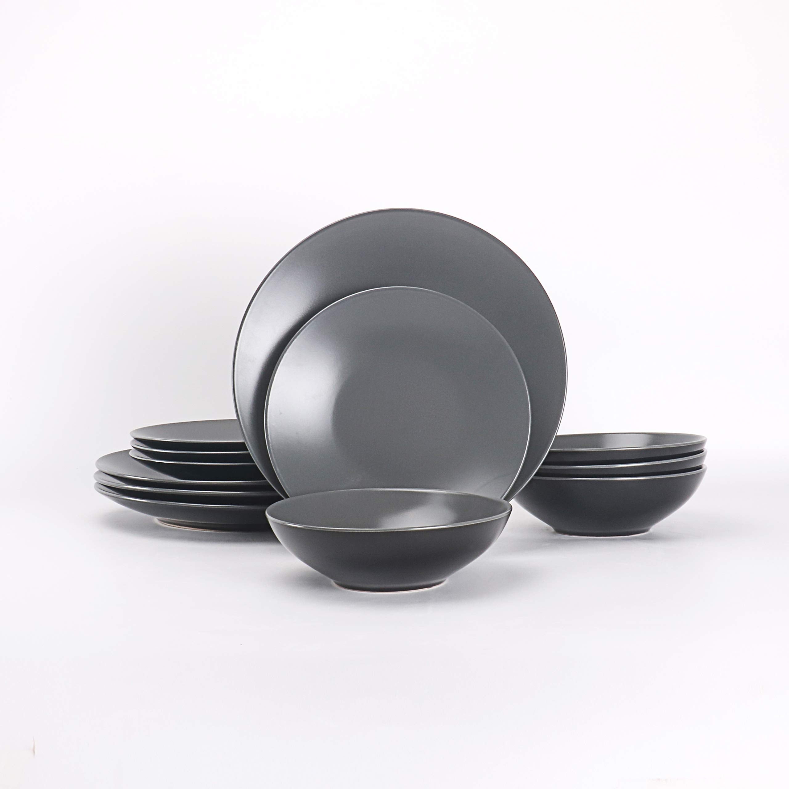 Stoneware Two-Tone Colors Life 12pc Dinner Set
