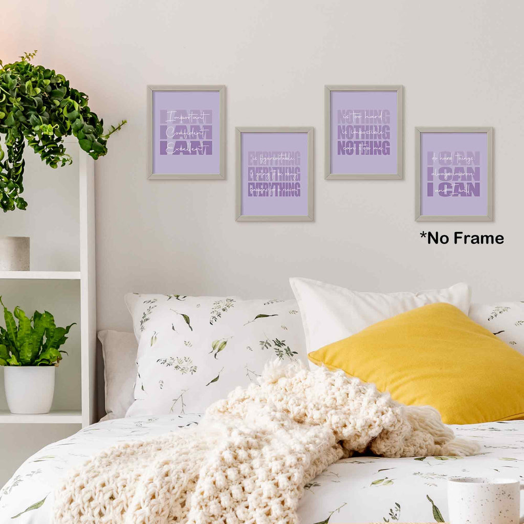 Set of 4 Inspirational Posters â€?Motivational Wall Art for Teen Girls & Women (8x10)