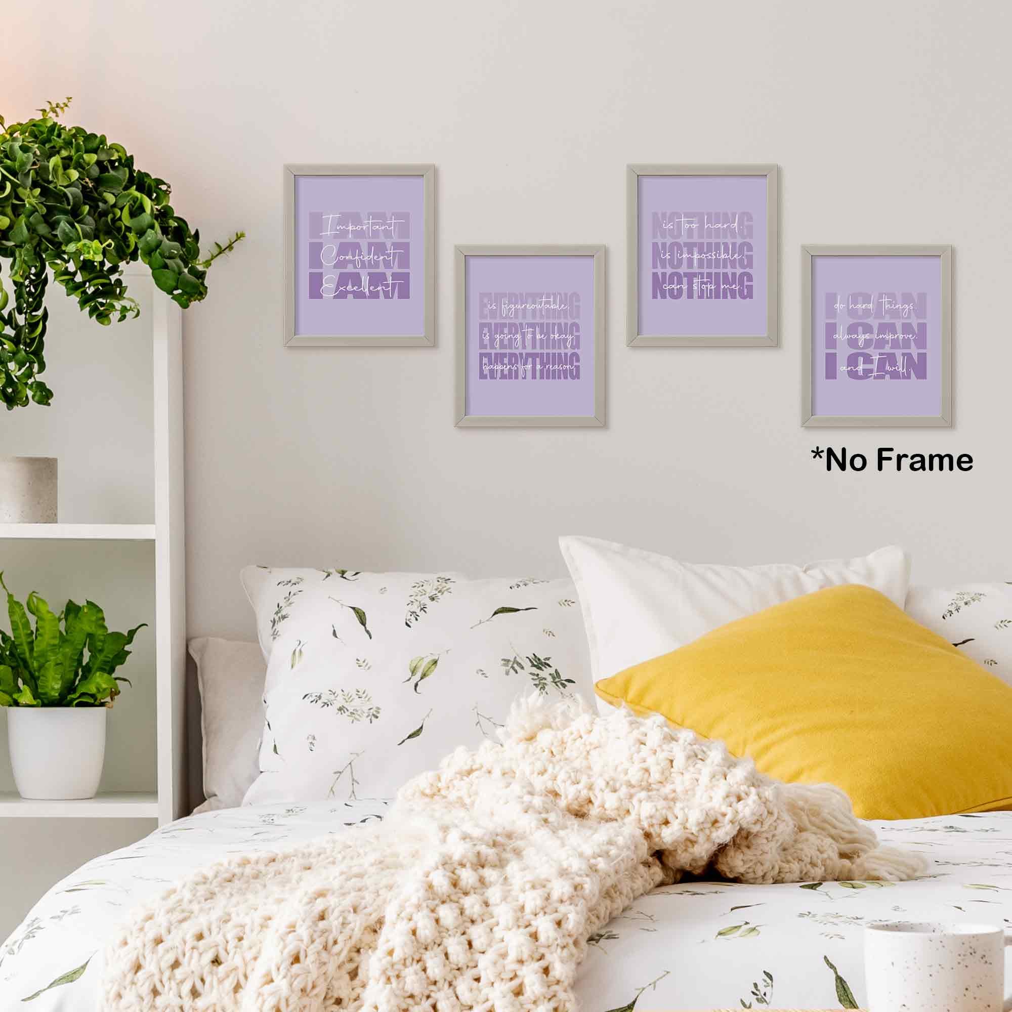 Set of 4 Inspirational Posters â€?Motivational Wall Art for Teen Girls & Women (8x10)
