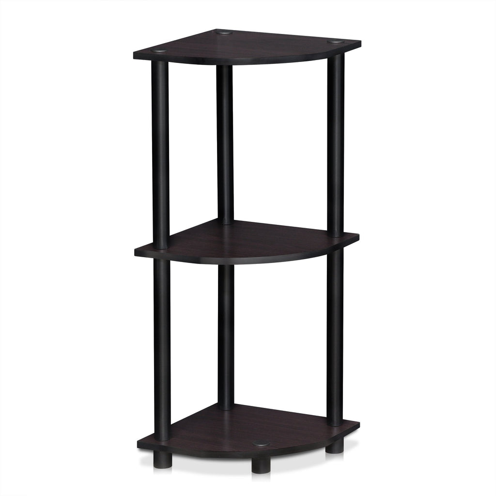 Three-Tier Round Tube Reversible Corner Display Rack Multipurpose Shelving Unit